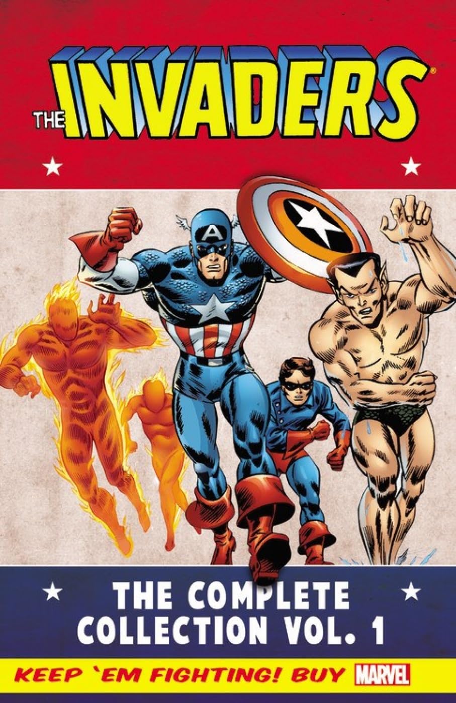 Marvel Comics, The Invaders: The Complete Collection Vol. 1, Roy Thomas, Frank Robbins, Captain America, The Human Torch, Bucky, Toro, OOP.