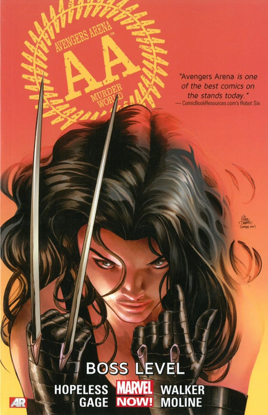 Mavel Comics, Avengers Arena Volume 3: Boss Level (Marvel Now) TPB, Dennis Hopeless, Christos Gage, Kev Walker, Karl Moline.